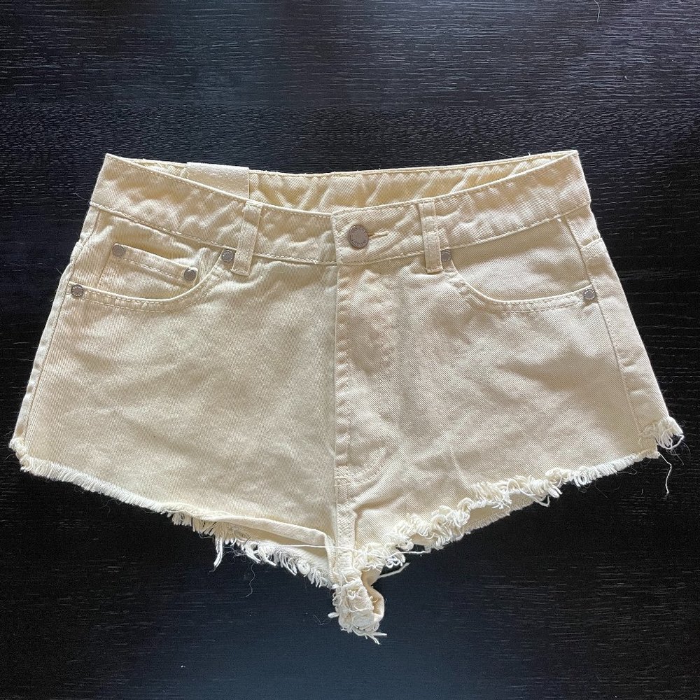 Yellow Mid Rise Jean Shorts (4)